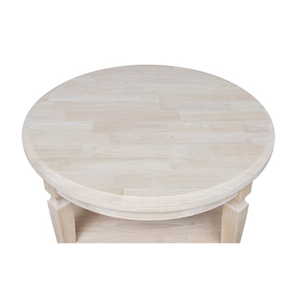 International Concepts Round Vista  Coffee Table  Ready to, 38 in W, 38 in L, 20.3 in H, Wood, Unfinished - OT-15CR