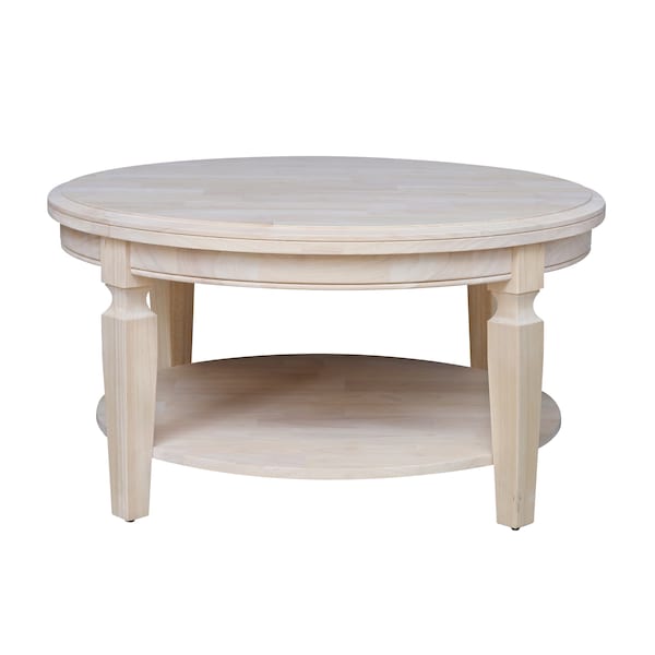 International Concepts Round Vista  Coffee Table  Ready to, 38 in W, 38 in L, 20.3 in H, Wood, Unfinished - OT-15CR