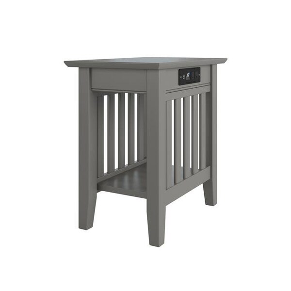 Atlantic Furniture Atlantic Furniture AH13219 14 x 22 x 22 in. Mission Chair Side Table with Charging Station in Grey - AH13219
