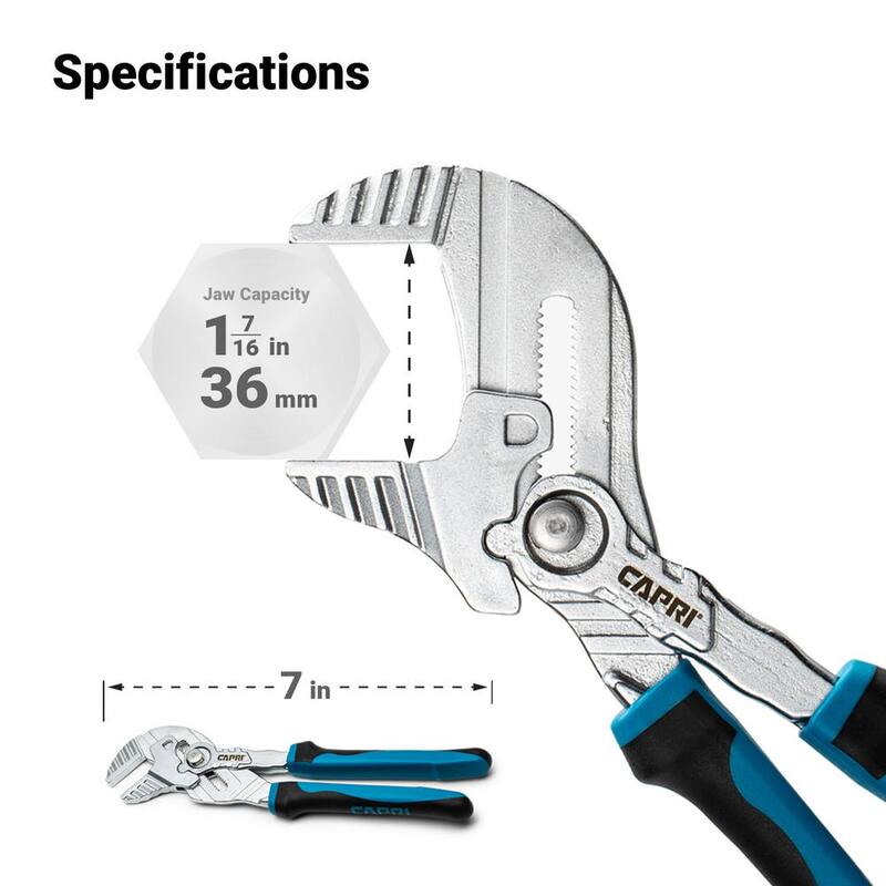 Llave ajustable de 7 pulgadas Capri Tools con mordazas paralelas lisas y mango con agarre suave - CP22300-7