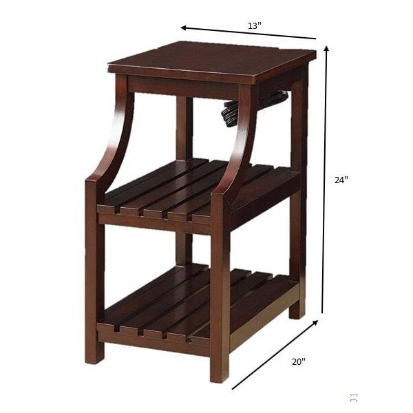 Homeroots 24 x 13 x 20 in. Wasaki Side Table Espresso - 286283