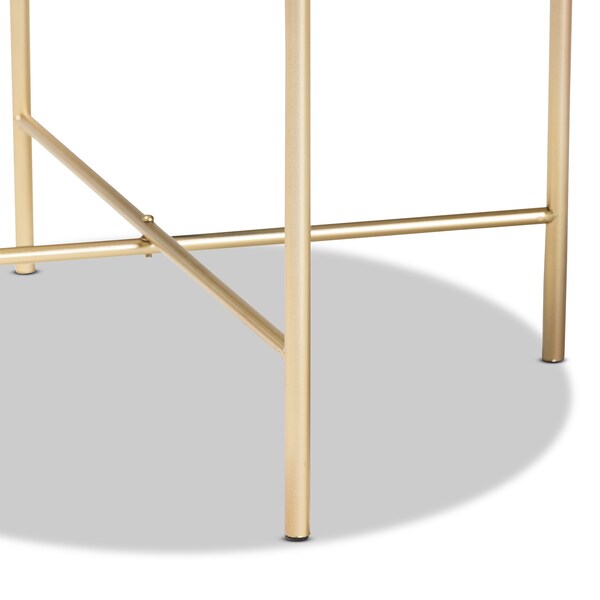 Baxton Studio Maddock Modern & Contemporary Gold Finished Metal End Table with Marble Tabletop - 206-12120
