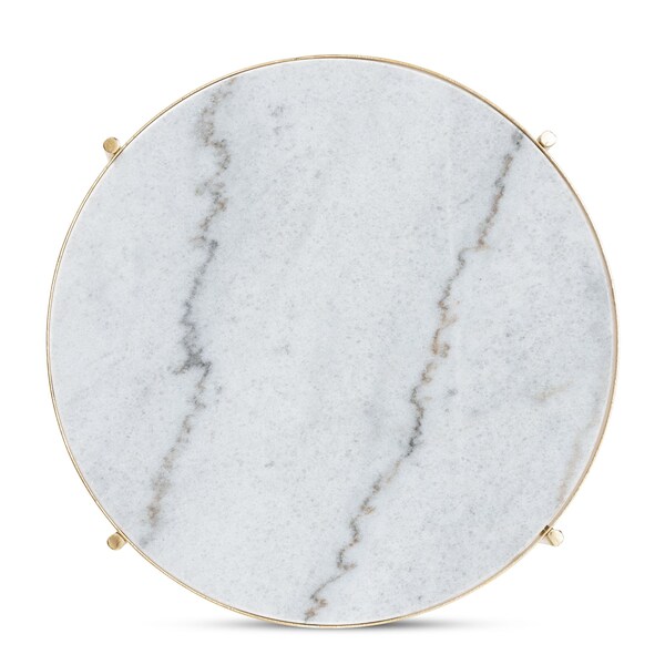 Baxton Studio Maddock Modern & Contemporary Gold Finished Metal End Table with Marble Tabletop - 206-12120