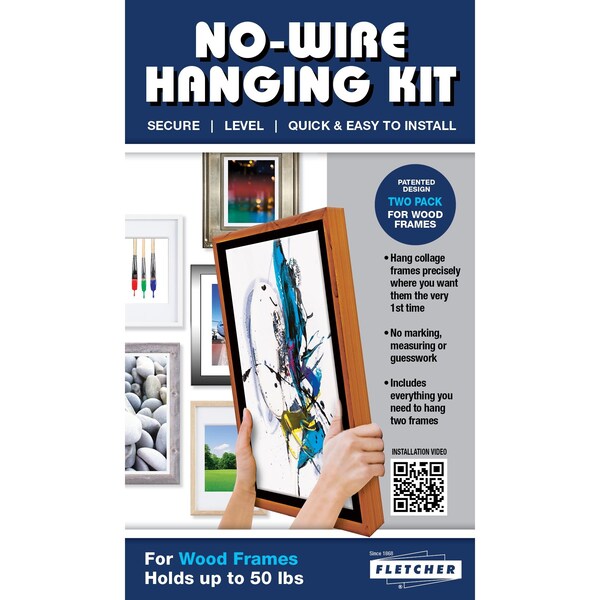 Fletcher-Terry Fletcher No-Wire Hanging Kit, Hang Wall Art up to 50 Pounds, 5PC - 143009234