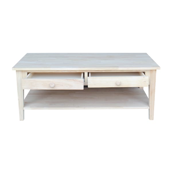 International Concepts Rectangle K12-3030-3, 48 in W, 24 in L, 19 in H, Wood, Unfinished - OT-8C
