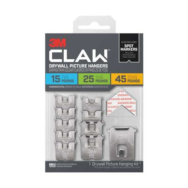 3M Picture Hanger, Silver, Steel, 7/16 in D - 3PHKITM-10ES