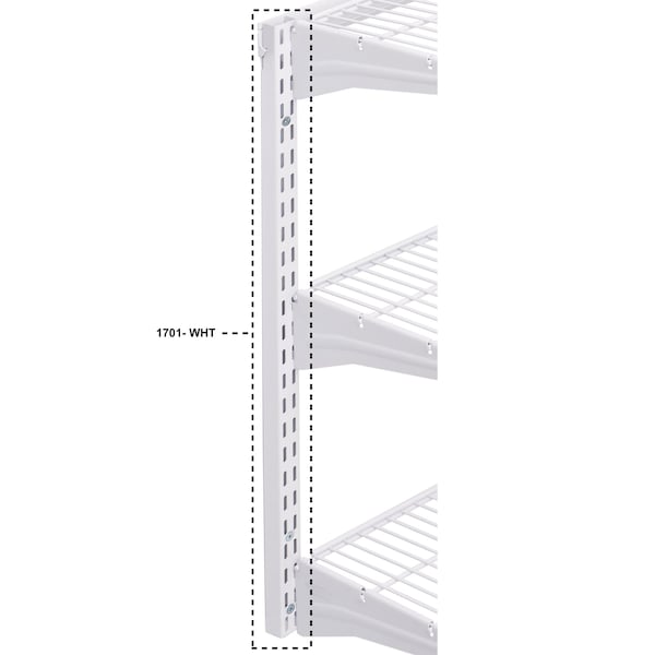 Triton Products Vertical Hang Rail W/ Mounting Hardware, Epoxy Coated Steel, White, 63" L - 1701-WHT