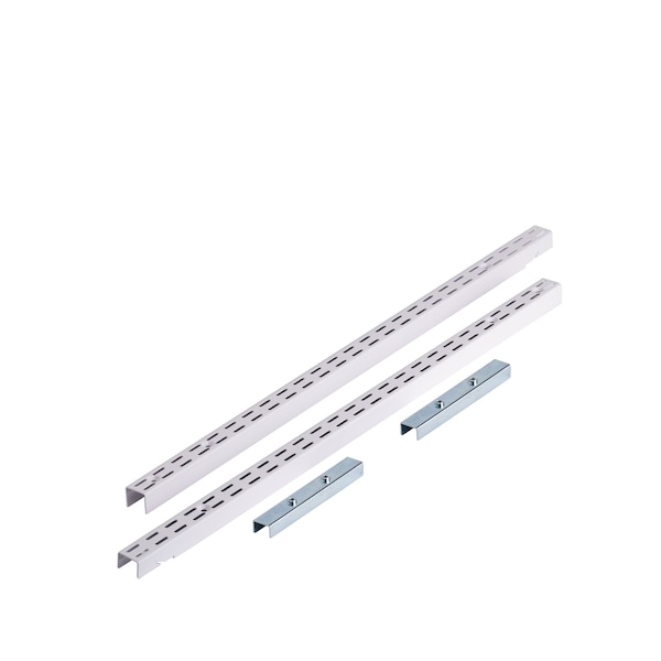 Triton Products Vertical Hang Rail W/ Mounting Hardware, Epoxy Coated Steel, White, 63" L - 1701-WHT