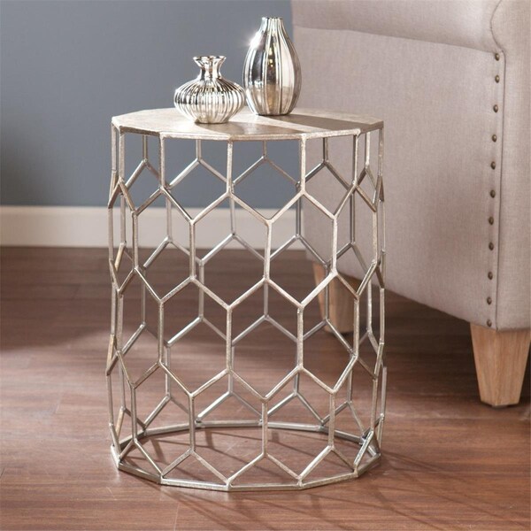 Gfancy Fixtures 18 in. Honeycomb Hexagonal End Table Antiqued Gold - GF3101567
