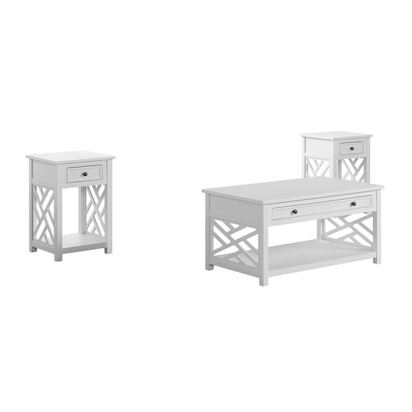 Kd Cama De Bebe 36 in. Coventry Coffee Table with Drawer Two End Tables & Drawer - KD3238735