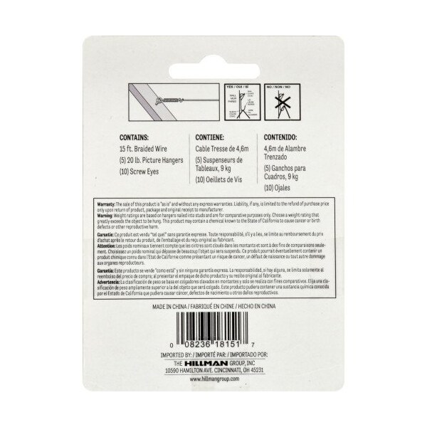 Hillman HILLMAN Zinc Conventional Picture Hanging Set 20 lb 5 pk - 121127