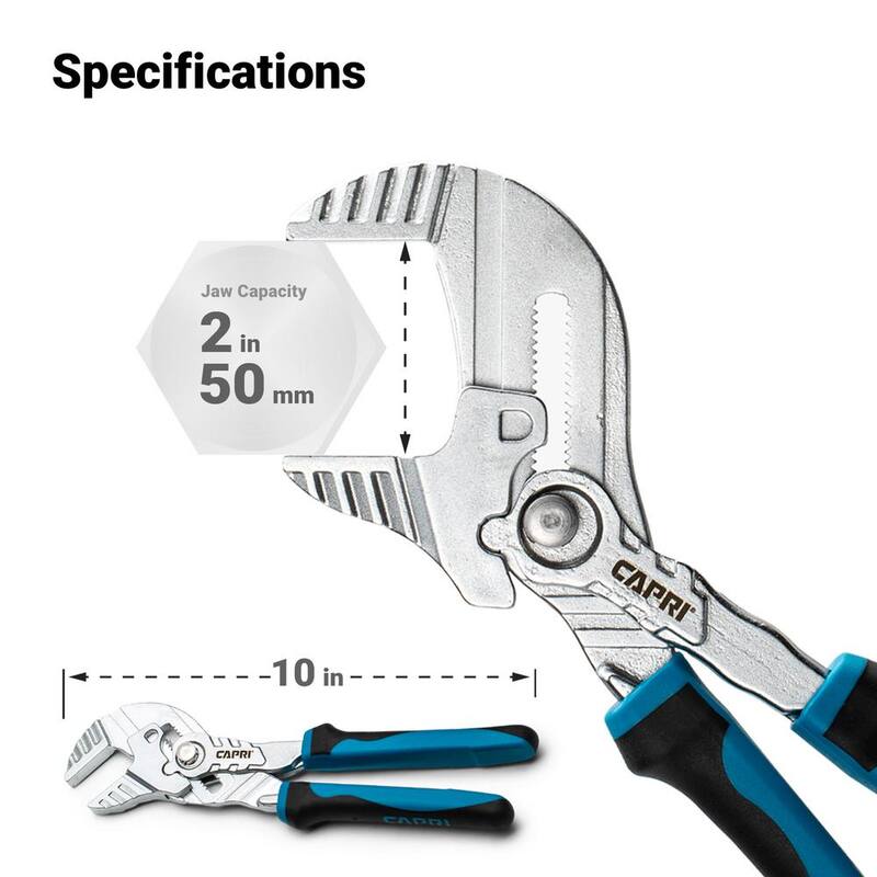 Llave inglesa ajustable de 10 pulgadas Capri Tools con mandíbulas paralelas lisas y mango de agarre suave - CP22300-10