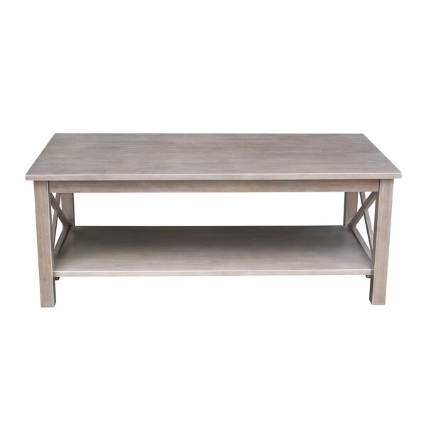 International Concepts Rectangle Hampton Coffee Table, 46 in W, 24 in L, 18 in H, Wood, Washed Gray Taupe - OT09-70C