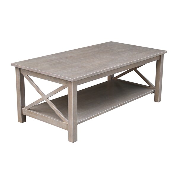 International Concepts Rectangle Hampton Coffee Table, 46 in W, 24 in L, 18 in H, Wood, Washed Gray Taupe - OT09-70C