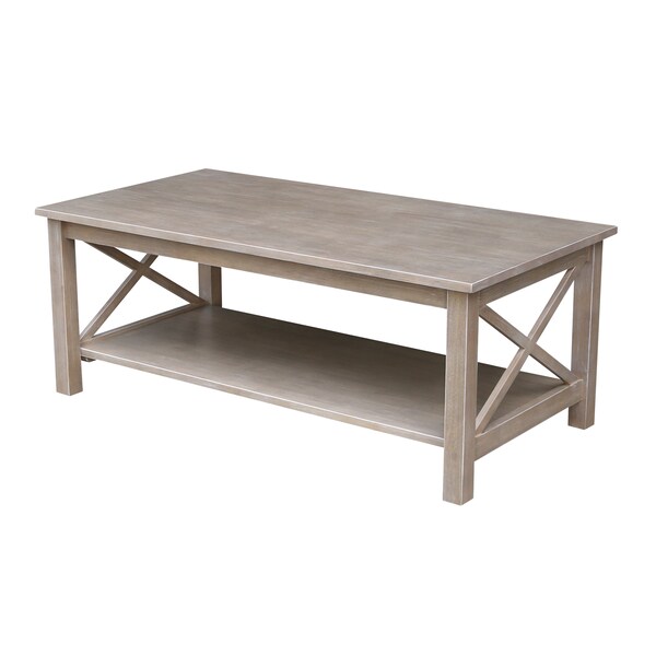 International Concepts Rectangle Hampton Coffee Table, 46 in W, 24 in L, 18 in H, Wood, Washed Gray Taupe - OT09-70C