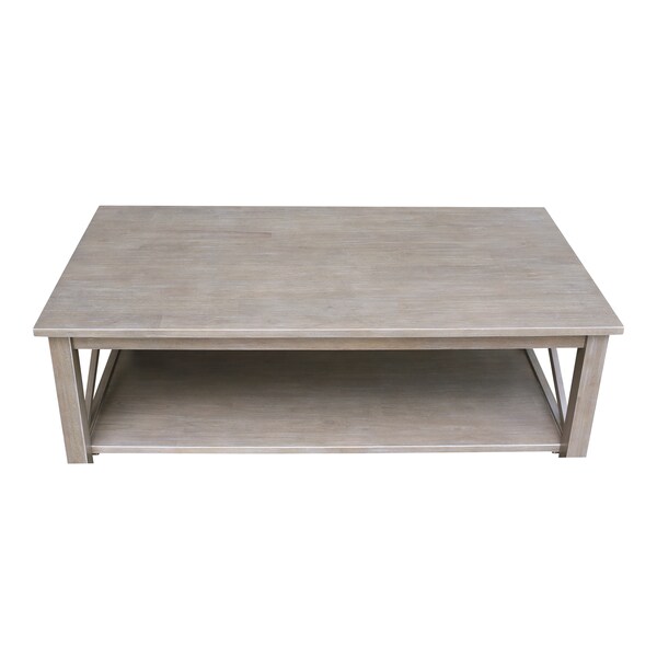 International Concepts Rectangle Hampton Coffee Table, 46 in W, 24 in L, 18 in H, Wood, Washed Gray Taupe - OT09-70C