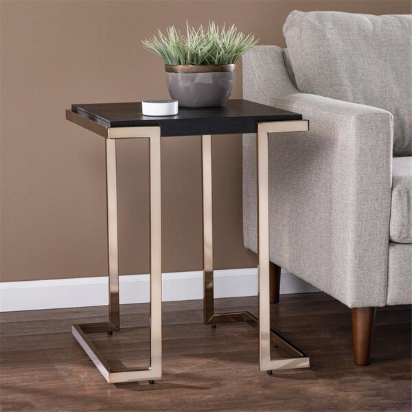 Gfancy Fixtures 24 in. Geometric Metal Square End Table Black - GF3721936