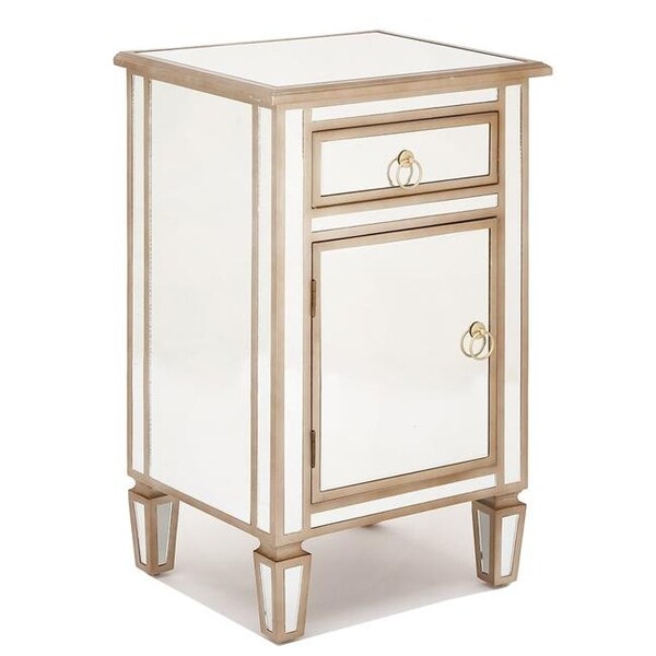 Houshtec Urban Designs 7786665 Gold Mirrored Cabinet Side Table - 30 x 15 x 19 in. - 7786665