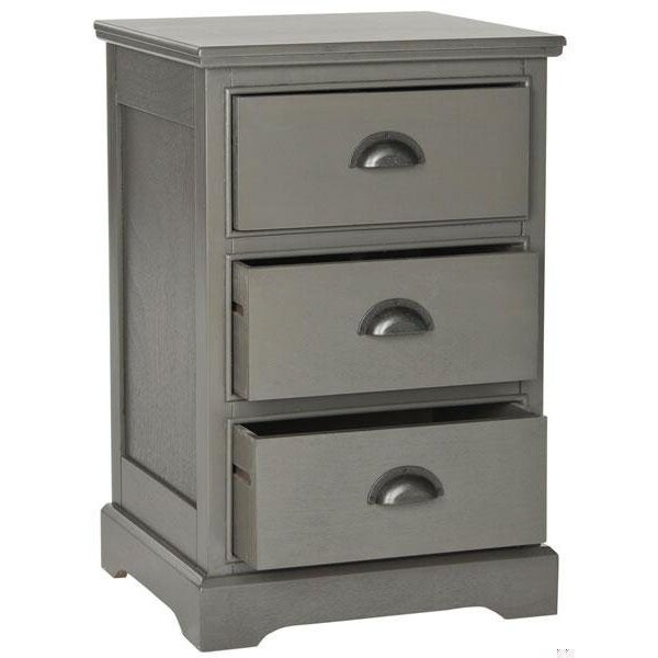 Safavieh Griffin 3 Drawer Side Table- Grey - 26.75 x 13.75 x 17.75 in. - AMH5717A
