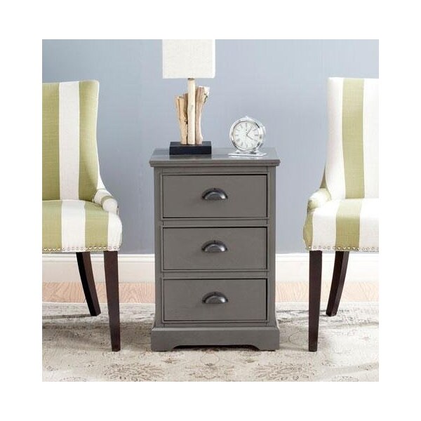 Safavieh Griffin 3 Drawer Side Table- Grey - 26.75 x 13.75 x 17.75 in. - AMH5717A