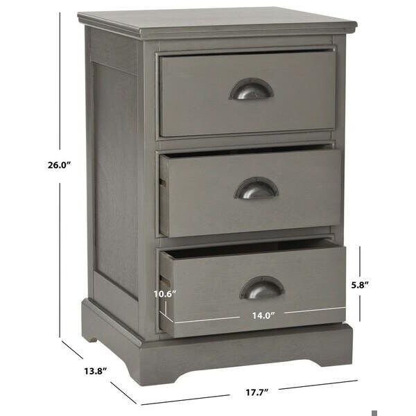 Safavieh Griffin 3 Drawer Side Table- Grey - 26.75 x 13.75 x 17.75 in. - AMH5717A