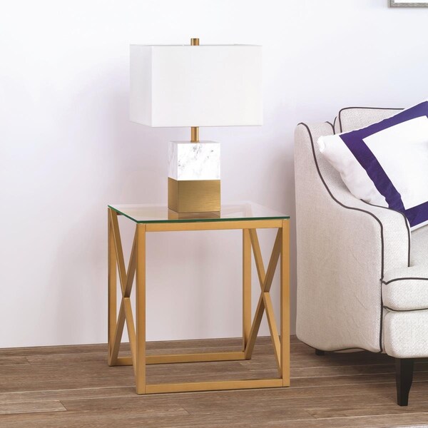 Henn & Hart Dixon Brass Finish Side Table - ST0102