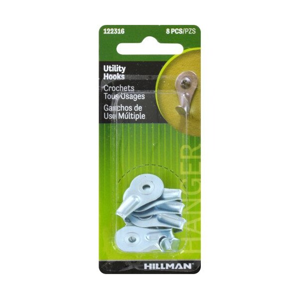 Hillman HILLMAN Gray Utility Utility Hooks 1 lb 8 pk - 122316