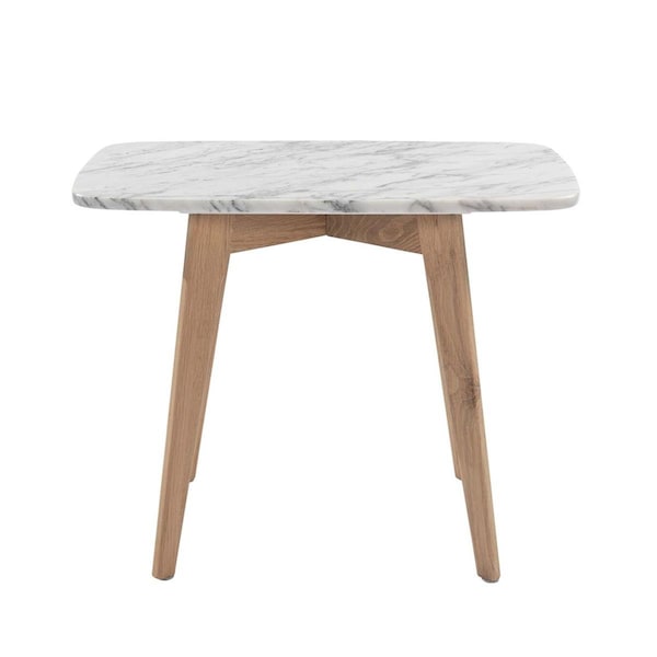 Kd Gabinete 12 x 21 in. Cima Rectangular Italian Carrara White Marble Table with Oak Legs - KD2547127