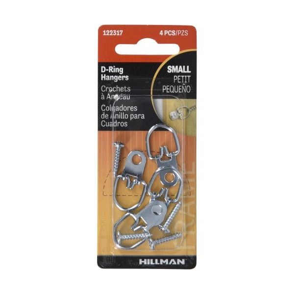 Hillman HILLMAN Steel Zinc Small D-Ring Hanger 1 lb 4 pk - 122317