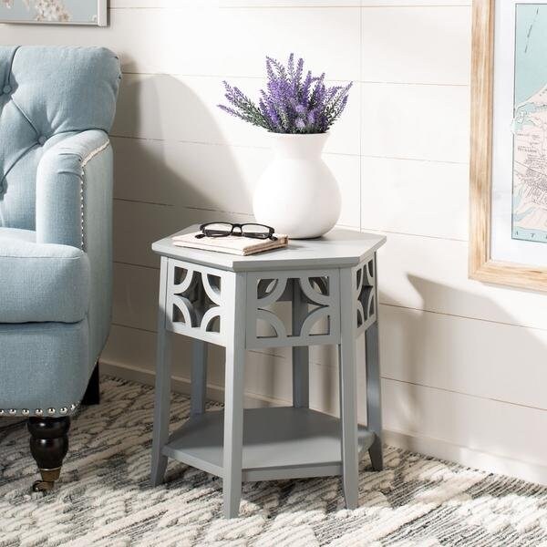 Safavieh Connor Hexagon End Table - Pearl Blue Grey - AMH4602C
