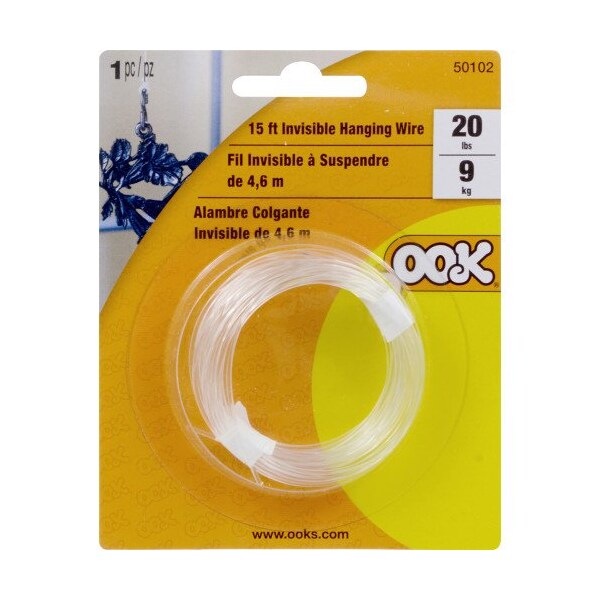 Hillman OOK 15 ft. L Plastic 16 Ga. Invisible Cord, PK12 - 534604
