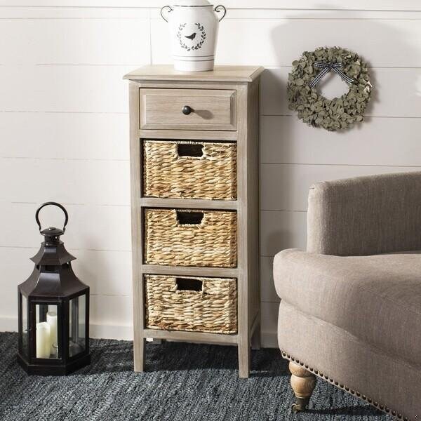 Safavieh Michaela Drawer Side Table- Vintage White - 35.8 x 11.8 x 15 in. - AMH5744E