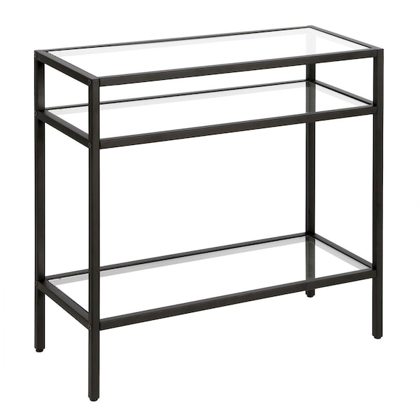 Hudson & Canal Henn  Hart  Sivil Blackened Bronze Rectangular Side Table - 24 x 24 x 10 in. - ST0477