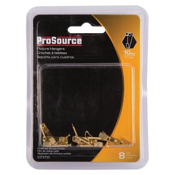 Prosource Picture Hanger, 10 lb, Steel, Polished Brass, Brass, Nail-In Mounting - PH-122312-PS