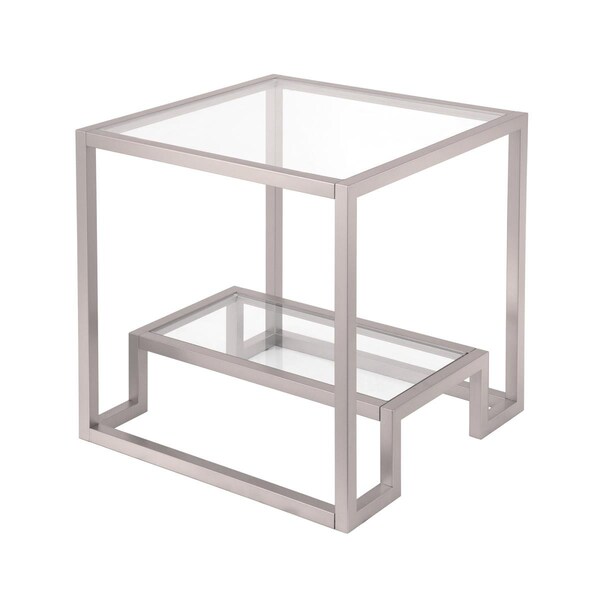 Hudson & Canal Henn  Hart  Athena Satin Nickel Side Table - 22 x 22 x 22 in. - ST0132