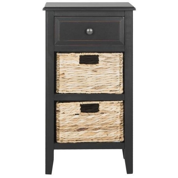 Safavieh Everly Drawer Side Table- Distressed Black - 27.6 x 11.8 x 15 in. - AMH5743A