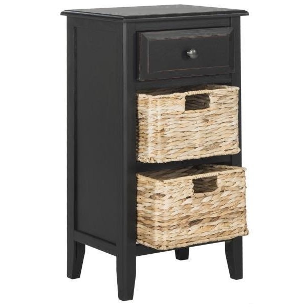 Safavieh Everly Drawer Side Table- Distressed Black - 27.6 x 11.8 x 15 in. - AMH5743A