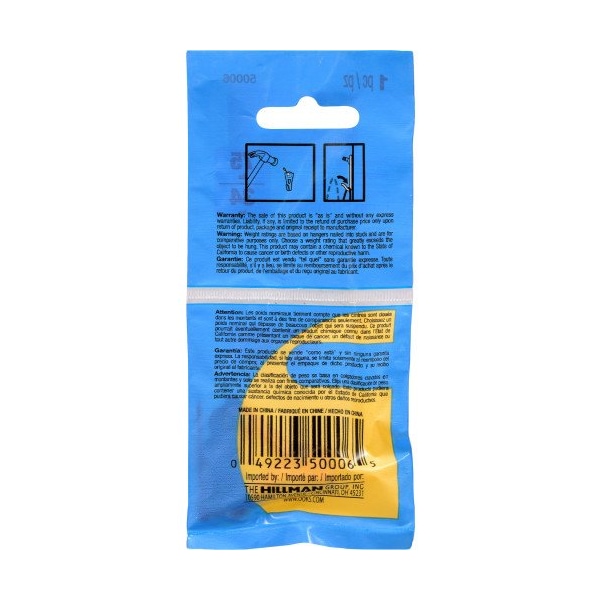 Hillman HILLMAN OOK Brass-Plated Blue Picture Hanger 75 lb 1 pk - 533012