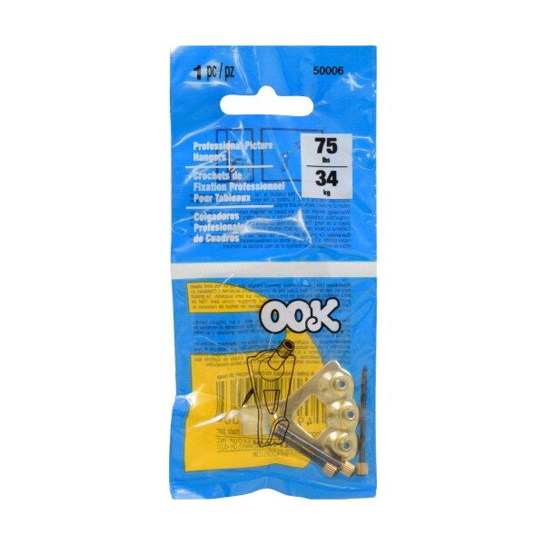 Hillman HILLMAN OOK Brass-Plated Blue Picture Hanger 75 lb 1 pk - 533012
