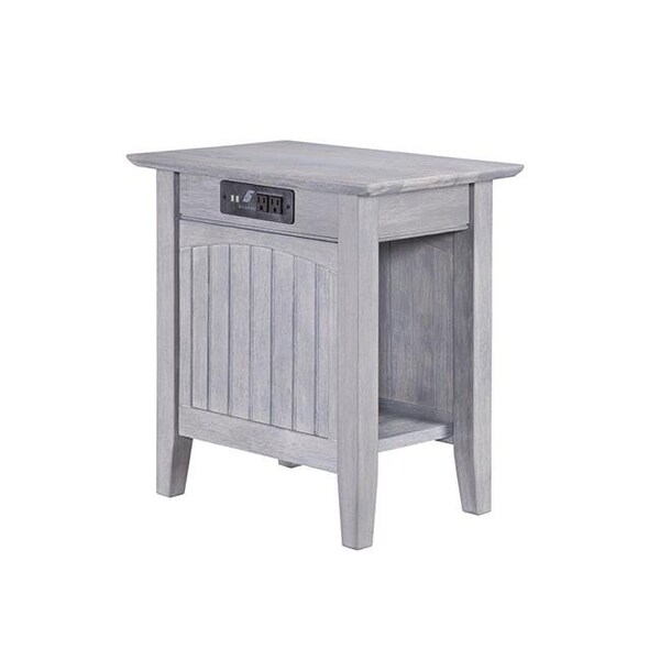 Atlantic Furniture Atlantic Furniture AH13318 Nantucket Chair Side Table with Charger; Dark White - AH13318