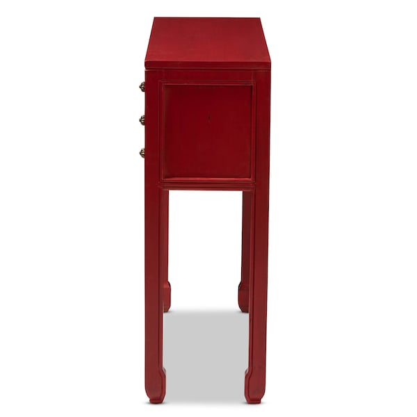 Baxton Studio Red Finished Wood Bronze Finished Accents 6-Drawer Console Table - 147-8191