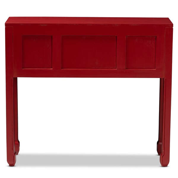 Baxton Studio Red Finished Wood Bronze Finished Accents 6-Drawer Console Table - 147-8191
