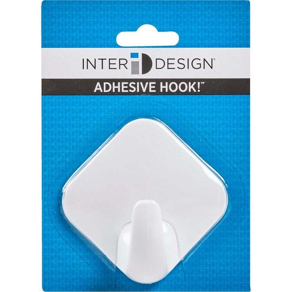 Idesign Hook 1-9/16in L White Plastic Small stick on! Diamond White - 16001