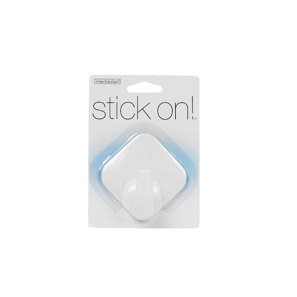 Idesign Hook 1-9/16in L White Plastic Small stick on! Diamond White - 16001