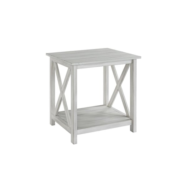 Deluxdesigns 24 x 22 x 22 in. 1 Open Shelf Wooden End Table with X-Shaped Accents, White - DE2531064