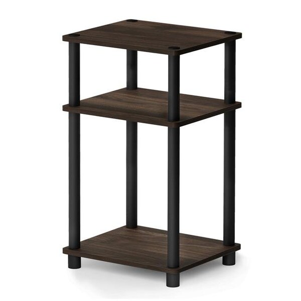 Furinno Furinno 11087CWN-BK Just 3-Tier No Tools Tube End Table; Columbia Walnut & Brown - 22.8 x 13.4 x 11.5 in. - 11087CWN/BK