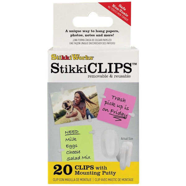 Stikkiworks Stikki Clips with Mounting Putty, 120PK - SC-20