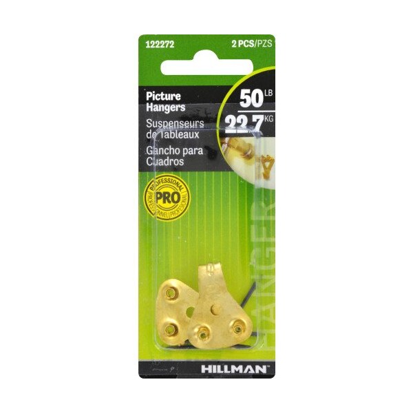 Hillman HILLMAN Brass-Plated Professional Picture Hanger 50 lb 2 pk - 122272