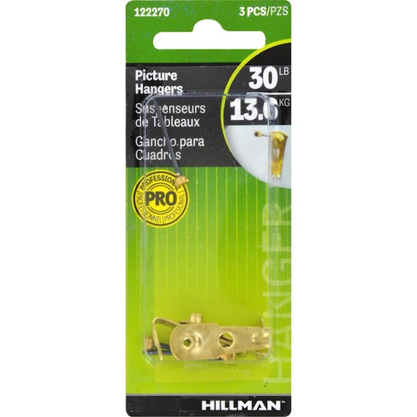 Hillman 30 lbs Steel Anchor Wire Picture Hanger - 3 Per Pack- pack of 10 - 5061098