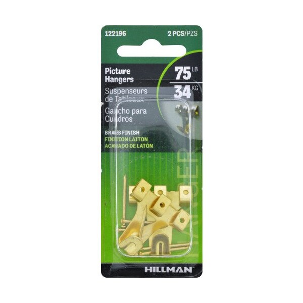 Hillman HILLMAN Brass-Plated Gold Professional Picture Hanger 75 lb 2 pk - 122196